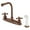 Copper, variant on Kingston KB712AX Victorian Two-Handle 4-Hole 8" Centerset Kitchen Faucet with Side Sprayer in Polished Brass