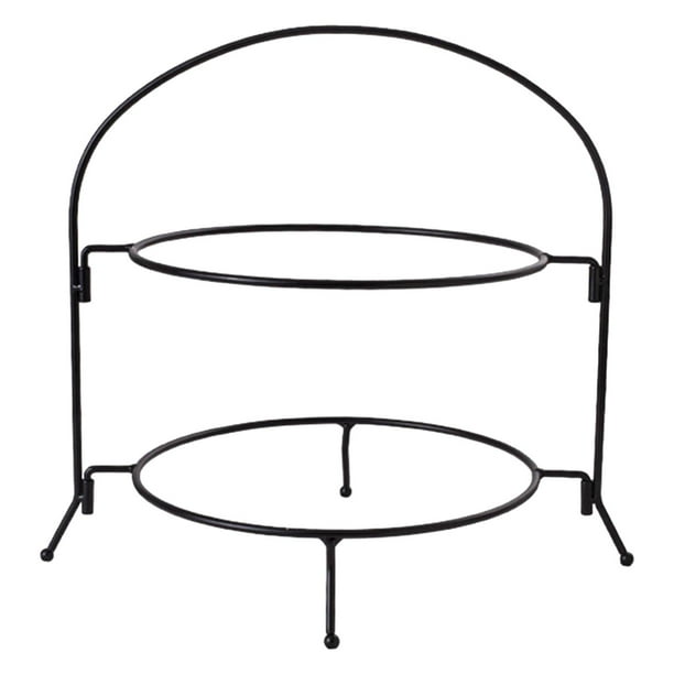 Soporte para Tartas, estante para exhibición de postres, 2 niveles de hierro desmontable, Simple para fiesta, soporte para exhibición de frutas, Negro