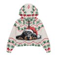 thumbnail image 5 of Xixirimido Christmas Theme Dachshnud Dog Pattern Kids Hoodies for Girls Half Zip Hoodie Sweatshirt 3D Graphic Long Sleeve Pullover Crop Tops with Pocket for Fall Winter Size 13-14, 5 of 7
