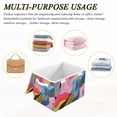 thumbnail image 6 of Yayeee Collapsible Cube Storage Bin with Lid Fabric Closet Decorative Basket with Handles, Stripes Pattern, 6 of 7