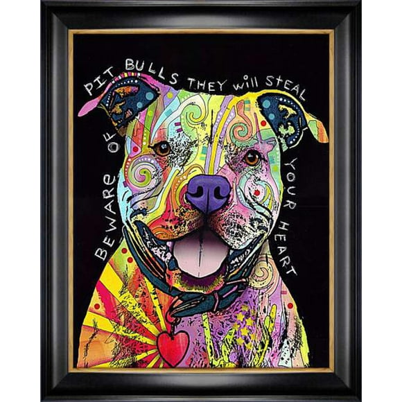 "Beware of Pitbulls" Dog Art Print by Dean Russo