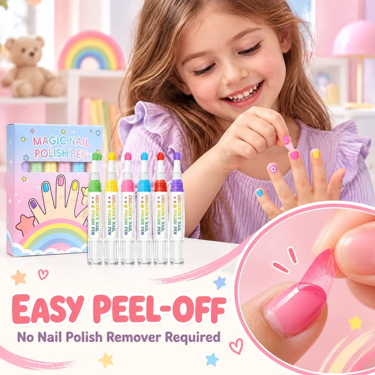 Nails Designer Simple Nail Polish Pens, 6 Colors Water-Based Nail Art Pens with Quick Dry ...