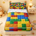 thumbnail image 2 of Erosebridal Building Brick Zipper Full Size Comforter Sets with Fitted Sheet and 2 Pillowcases for Boys Girls, Block Abstract Zipper Bedding Set, Red Blue Yellow, Polkadot Reversible, 4 Pieces, 2 of 7