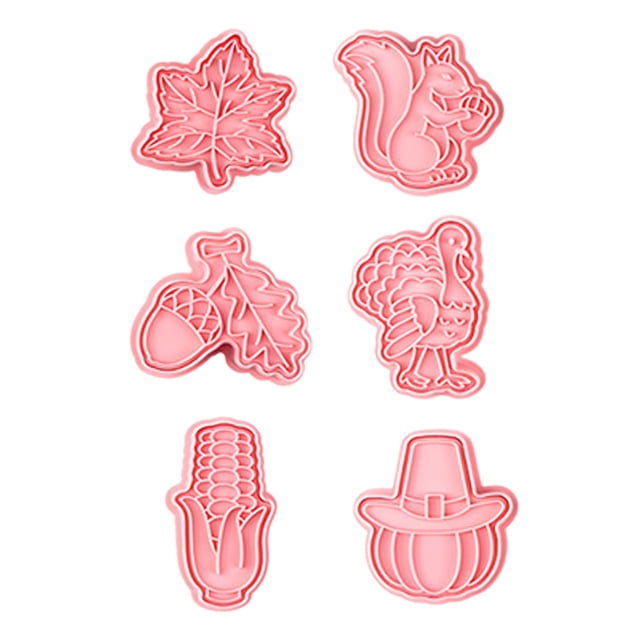 Thanksgiving Cookie Cutter Set 6 Pcs Cookie Cutters For Making Corn Maple Leaves Turkey Pie 3D Mini Fondant Cookie Stampers For DIY Cake Baking Decoration Favors