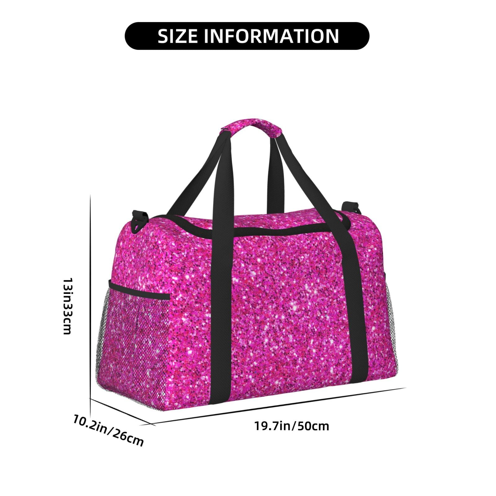 Horeoi Rose Red Glitter for Travel Duffle Bag with Adjustable Strap - Large Capacity Hand Carry for Gym Sports Outdoor
