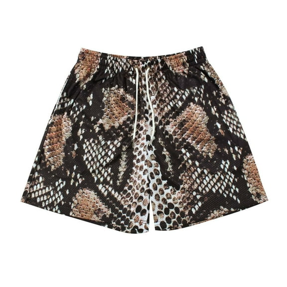 BOOMNY Men's Shorts Casual Snake Printed Elastic Waist Drawstring Basketball Sports Shorts For Man Soft Loose Fit Summer Workout Shorts Leisure Mens Dailywear