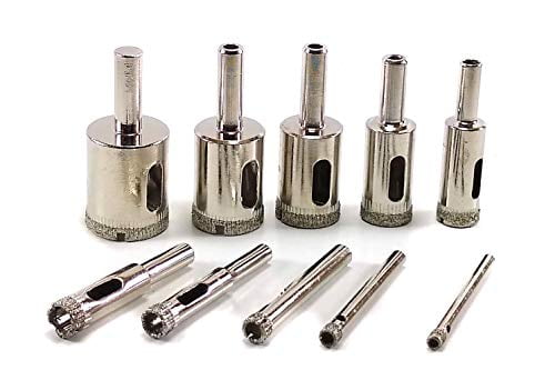 Small Diamond Drill Bits Coated 2.5-15mm for Glass Tiles Stone Pack of 10Pcs 