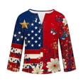 thumbnail image 4 of Womens Patriotic Linen Shirts Long Sleeve Button Down Floral Shirt Tops Loose Holiday July 6th Outfits Wine, S, 4 of 6