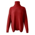 thumbnail image 4 of Fesfesfes Women Sweaters Casual Solid Color Casual Thick Line Long Sleeve Turtleneck Sweater Plus Size $10, 4 of 5