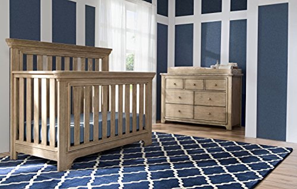 Simmons Kids Langley 5 Piece Nursery Furniture Set Convertible Crib Simmons Kids Langley 5 Piece Nursery Furniture Set Convertible Crib Dresser Changing Top Toddler Guardrail Full Size Conversion Rustic Whitewash