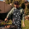 thumbnail image 4 of Black Gothic Moon Card Moth Pattern Apron-Garden Aprons for Women with Pockets-Cotton Linen Waterproof Kitchen Cooking Gardening Aprons Adjustable for Kitchen,Cooking,BBQ and Salon 33x27 Inch, 4 of 7