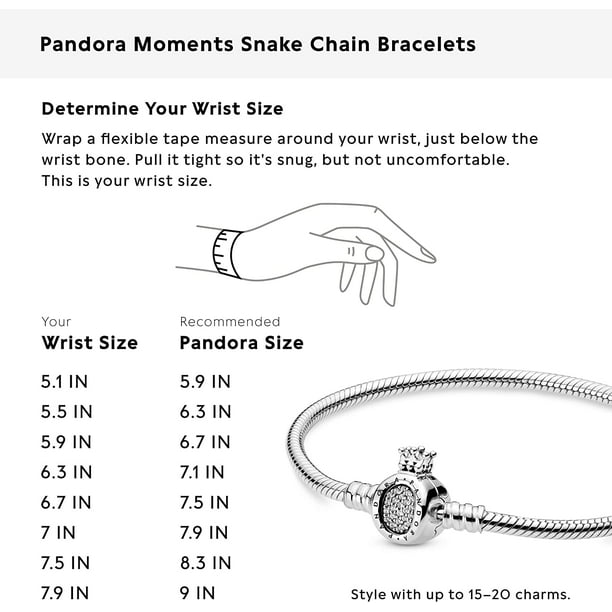 Perforate Engrave button PANDORA Pandora Moments Crown O & Snake Chain Bracelet Size 18 -  598286CZ-18 - Walmart.com