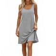 thumbnail image 2 of AHMOMEI Women's Tank Nightgown Sleeveless Sleepwear Scoop Neck Full Slip Chemise Nightdress Light Gray XXL, 2 of 5