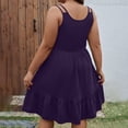 thumbnail image 4 of Robe Midi Sans Manches pour Femmes, Coupe Ample Couleur Unie Polyester Été Printemps Style Décontracté, Longueur Régulière, Col Rond, Grande Taille TTG, 4 of 9