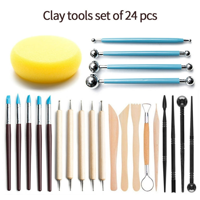 24pcs/set Polymer Clay Tools, Modeling Clay Sculpting Tools Set Pottery Tool  kit