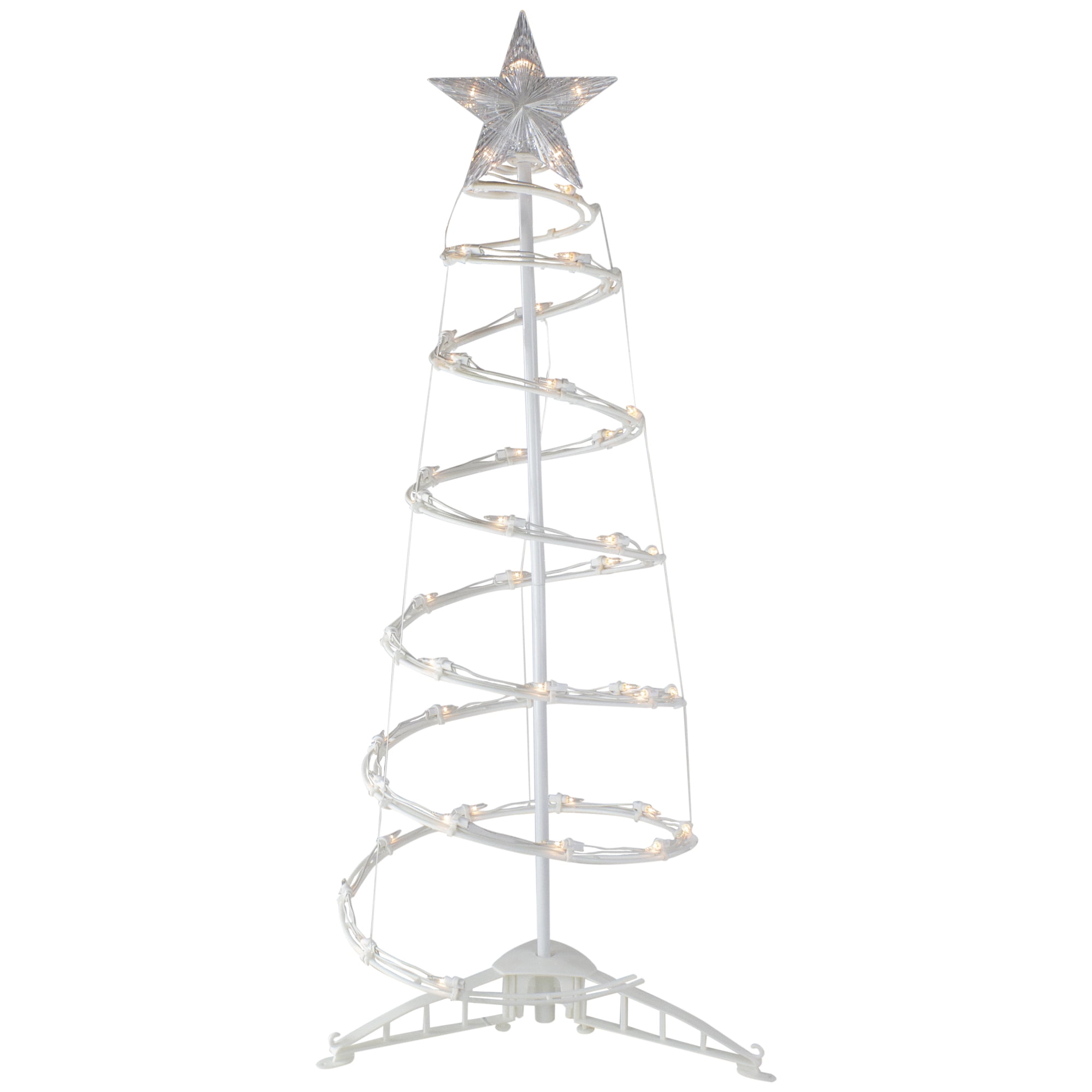 Set of 2 Pre-Lit Spiral Christmas Trees with Star Tree Topper 4 and 6ft 