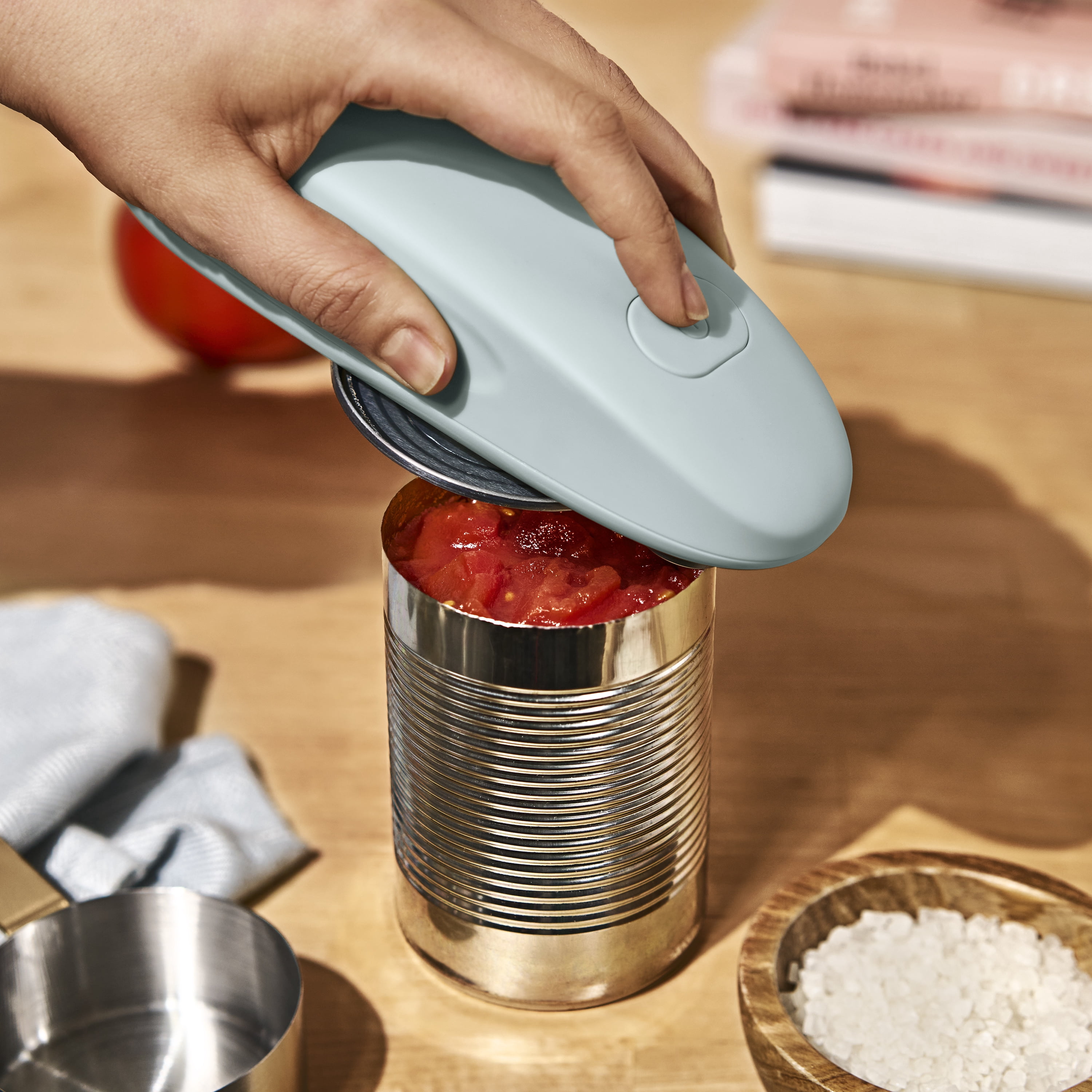 Beautiful Hands-Free Automatic Battery Powered Electric Can Opener, Hydrangea by Drew Barrymore