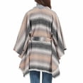 thumbnail image 4 of Xfvqtps Women Cape with Belt Color Blocking Irregular Plaid Pattern Knitting Warm Loose Windproof Coldproof Warm Winter Long Coat White, 4 of 9