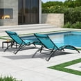 thumbnail image 3 of PURPLE LEAF Patio Oversize Chaise Lounge Chair Set with 2 Side Table Outdoor Pool Adjustable Recliner Chairs for Outdoor Beach Poolside Sunbathing Tanning Lounger，Turquoise Blue, 3 of 8
