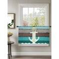 thumbnail image 2 of Sheer Curtains 54 inches Long, White Anchor Costal Blue Brownstripes Wood Grain Bottom Light Filtering Sheer Window Curtains Rod Pocket Voile Drapes for Bedroom Living Room, 52"W x 54"L 2 Panels, 2 of 7