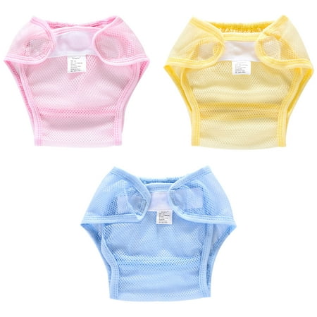 

Baby Diapers Reusable Cloth Diaper Washable Mesh Pocket Nappy Newborn Summer Breathable Cotton Training Pants Panties 3Pack