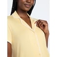 thumbnail image 5 of Joyspun Women’s Notch Top and Boxer Shorts Pajama Set with Blanket Stitching, 2-Piece, Sizes XS-3X, 5 of 6