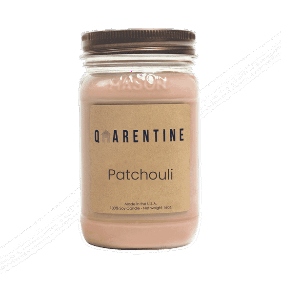 Natural Organic Patchouli Soy Wax Candle 16oz, Earthy Leaf Scent, Aromatherapy & Massage Oil - Quarentine Essentials by Carla Miles