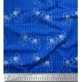 thumbnail image 1 of Soimoi Blue Poly Georgette Fabric Bow & Dots Fabric Prints By Yard 52 Inch Wide, 1 of 5