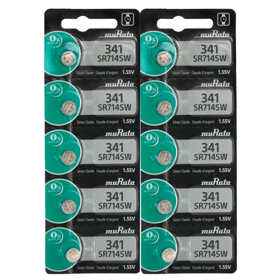 Genuine MURATA 341 SR714SW Silver Oxide Watch Battery 1.55v [10-Pack]