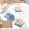 thumbnail image 7 of MOSAICANA Coasters for Drinks - Set of 4 Coasters, Silicone, Protect Against Water Marks or Damage - Fit All Cups, 3.5" Inch Size Fits, Colored Coasters (Blue Morocco), 7 of 7