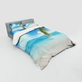 thumbnail image 3 of Ambesonne Beach Bedding Set 3 Pcs, Tropical Seashore Palms, Twin XL, Fern Green Sky Blue, 3 of 3