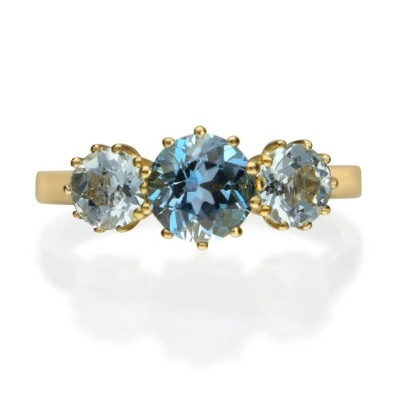 Gin & Grace 10KT YG Genuine London Blue Topaz and Aquamarine Accent Ring.
