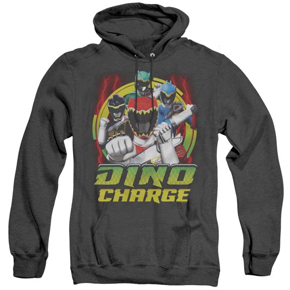 Power Rangers Dino Lightning Adult Heather Hoodie Sweatshirt Black