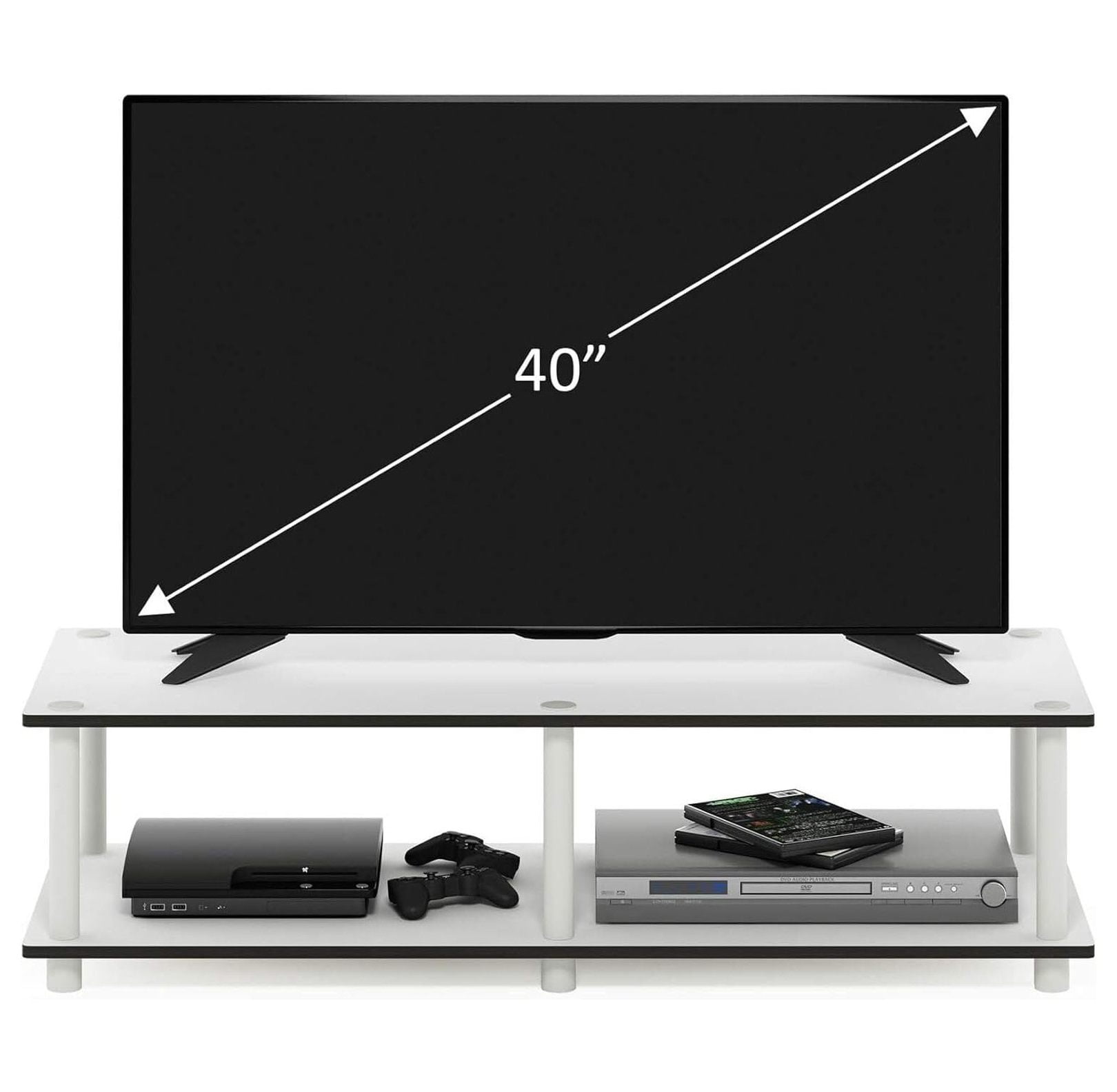 60 Inch TV Stand No Tools Assembly, White Entertainment Center for 42-65in TVs