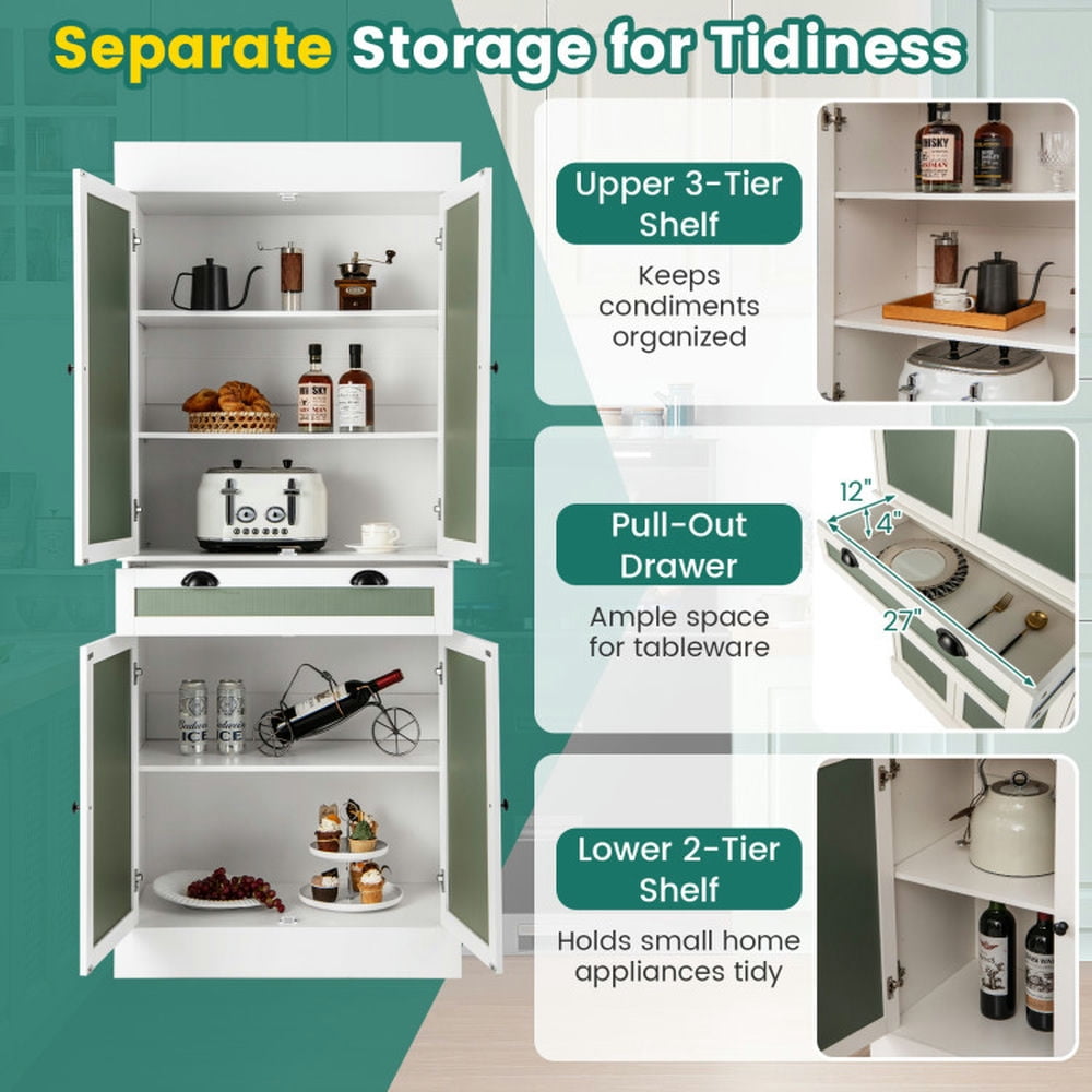 Finihen Kitchen Storage Cabinet, Buffet Sideboard, Kitchen Pantry Cabinet with 2-Door Sideboards and Adjustable Shelves, for Dining Room, Kitchen, Living Room, White Finihen Kitchen Storage Cabinet, Buffet Sideboard, Kitchen Pantry Cabinet with 2-Door Sideboards and Adjustable Shelves, for Dining Room, Kitchen, Living Room, White