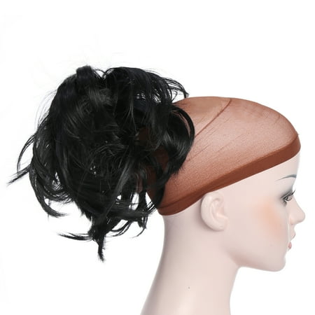 Jaw Accessory Attachment - Onedor 12 Inch Adjustable Messy Style Ponytail Hair Extension with Jaw Claw (1B# Off Black)