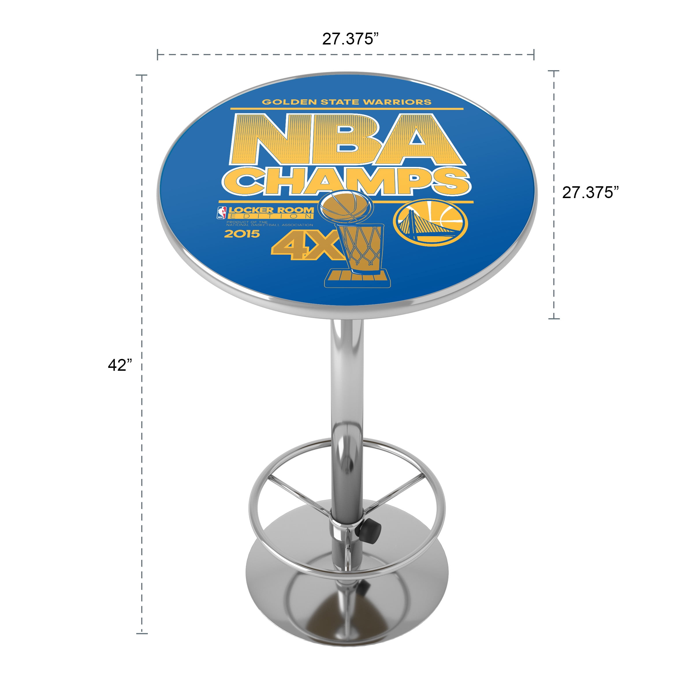 Golden State Warriors NBA Champs Bar Table with Adjustable Footrest and Acrylic Top