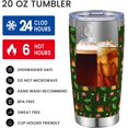 thumbnail image 2 of 20 oz Insulated Tumbler, Merry Christmas Tumbler with Lid and Straw, Green Mistletoe Candle Bell Coffee Mug Cup, Christmas Gift for Dad Mom Family Friends, 2 of 6