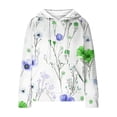 thumbnail image 4 of EchfiProm Womens Waffle Sweatshirt Green with Pockets Hoodies Pullover Floral Long Sleeve Hooded Tops for Ladies Comfy, 4 of 5