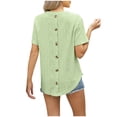 thumbnail image 4 of WREESH 2025 Fashion Tops Women's New Solid Color Back Button Short Sleeved T-Shirt, 4 of 5