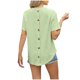 thumbnail image 2 of Camisetas de Manga Larga de las Mujeres de Color Sólido Botón Trasero Manga Corta Superior, Suelto Ajuste Casual Camiseta Diaria, 2 of 5
