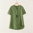 thumbnail image 5 of Sevevn Women's Linen Cotton Short Sleeve Henley Shirt Casual V-Neck Button Front Summer Blouse Green S, 5 of 9