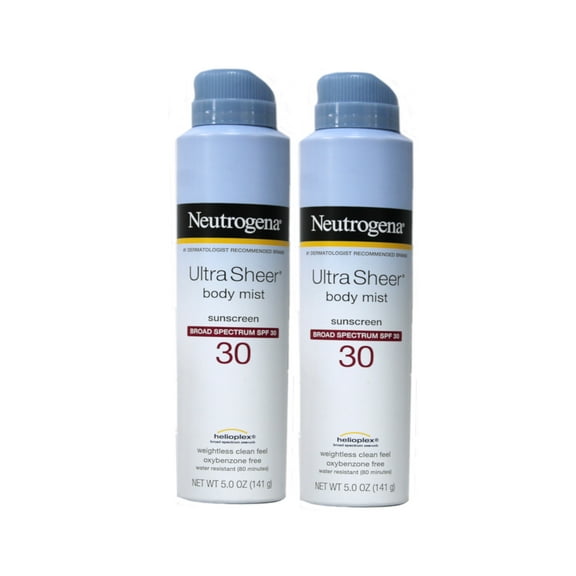 Neutrogena Ultra Sheer Body Mist Full Reach Sunscreen Spray, SPF 30, 5 oz (Pack of 2)