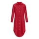 thumbnail image 4 of Puntoco Vestido Camisero De Mujer De Color Liso Con Solapa Y Cordón, Vestido De Algodón Y Lino Rojo Xxl,Regalos Para Mujer Joven, 4 of 8