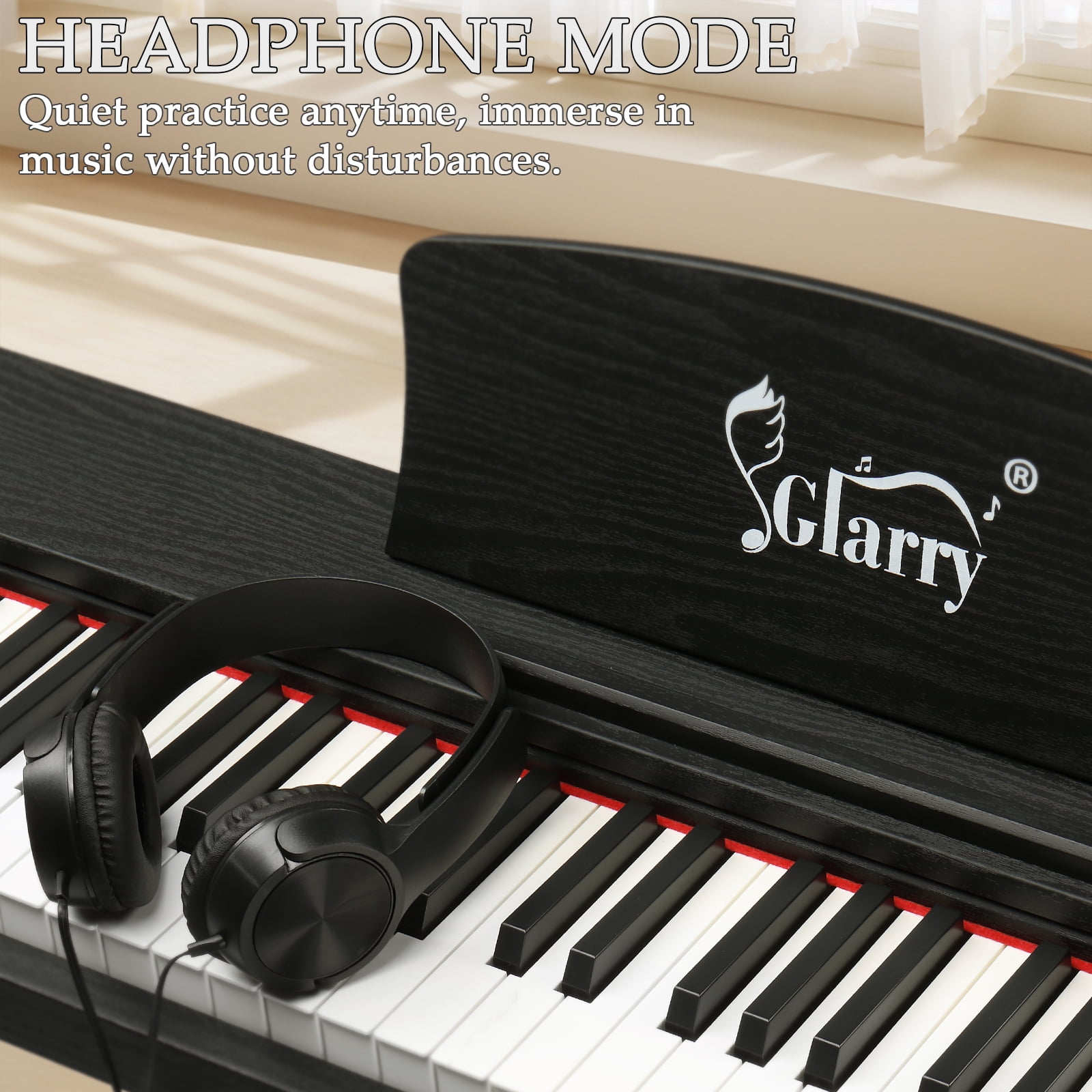 UBesGoo 88-Key Electric Piano Semi-Weighted w/Triple Pedal, Headphone, Bluetooth MIDI, Black