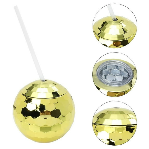 2PCS Disco Ball Cups Tumbler Disco Flash Ball Cocktail Cup Spherical Cup with Lid and Straw Wine Glass Drinking Syrup Tea Bottle for Nightclub Bar Party,20oz