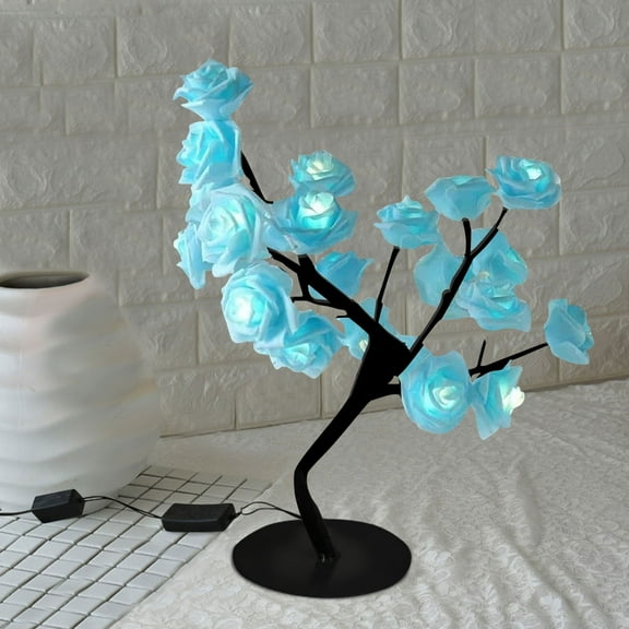 Rose Flower Tree Lamp, Led Rose Table Lamp Gift for Teens Girls Mother Home, Battery Powered, Romantic Tabletop Night Lighting for Bedroom Living Room Party Wedding Valentine's Day Desk Decor