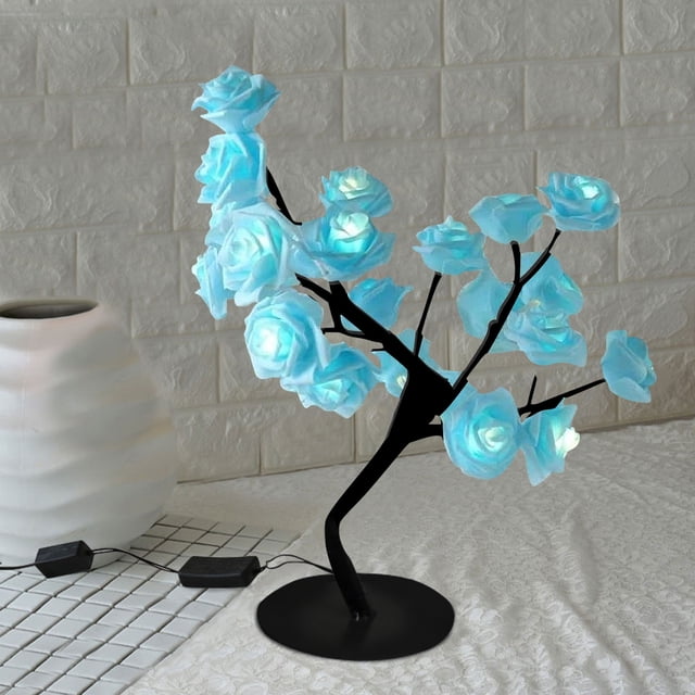 EGNMCR USB Bouquet de Roses LED Arbre Lampe de Table Lumières Fête Mariage Déco Maison Cadeau Créatif Lampes