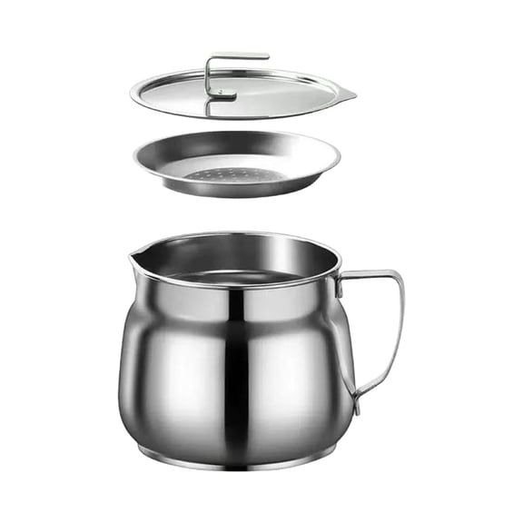 1.5L Stainless Steel Oil Pot,Large-Capacity Bacon Grease Container With Mesh Strainer,Oil Storage Container,Household Oil Pot With Filter,Return Oil Cup With Non-Slip Handle,Kitchen Oil Sprayer
