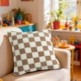 thumbnail image 4 of 18 X 18 Inch Square Checkered Sherpa Throw Pillow Soft Plush Fluffy Decorative Accent Pillow For Couch Sofa Bed Living Room And Home Decor, 4 of 6